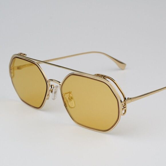 NEW Fendi FE40039U 10L Gold Yellow Mirror Unisex Geometric Sunglasses main image 6
